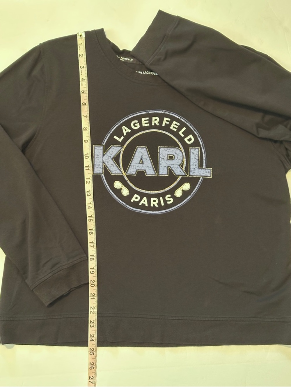 Karl Lagerfeld Black Logo Sweatshirt Women Large Crewneck Long Sleeve - Picture 9 of 9